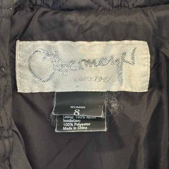 VTG Obermeyer Cropped Winter Coat Jacket Womens 8 Black Quilted Moto - Picture 5 of 12